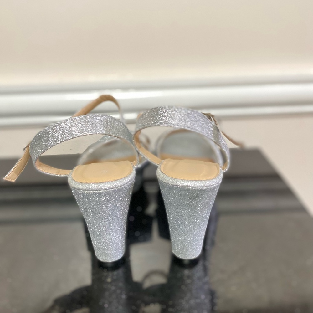 Silver Glitter Platform Sandals - image 5